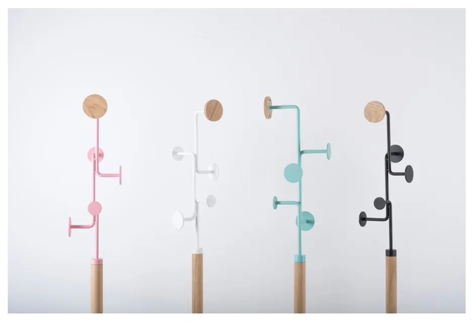 Hook tömör tölgyfa állófogas fekete elemekkel - Gazzda