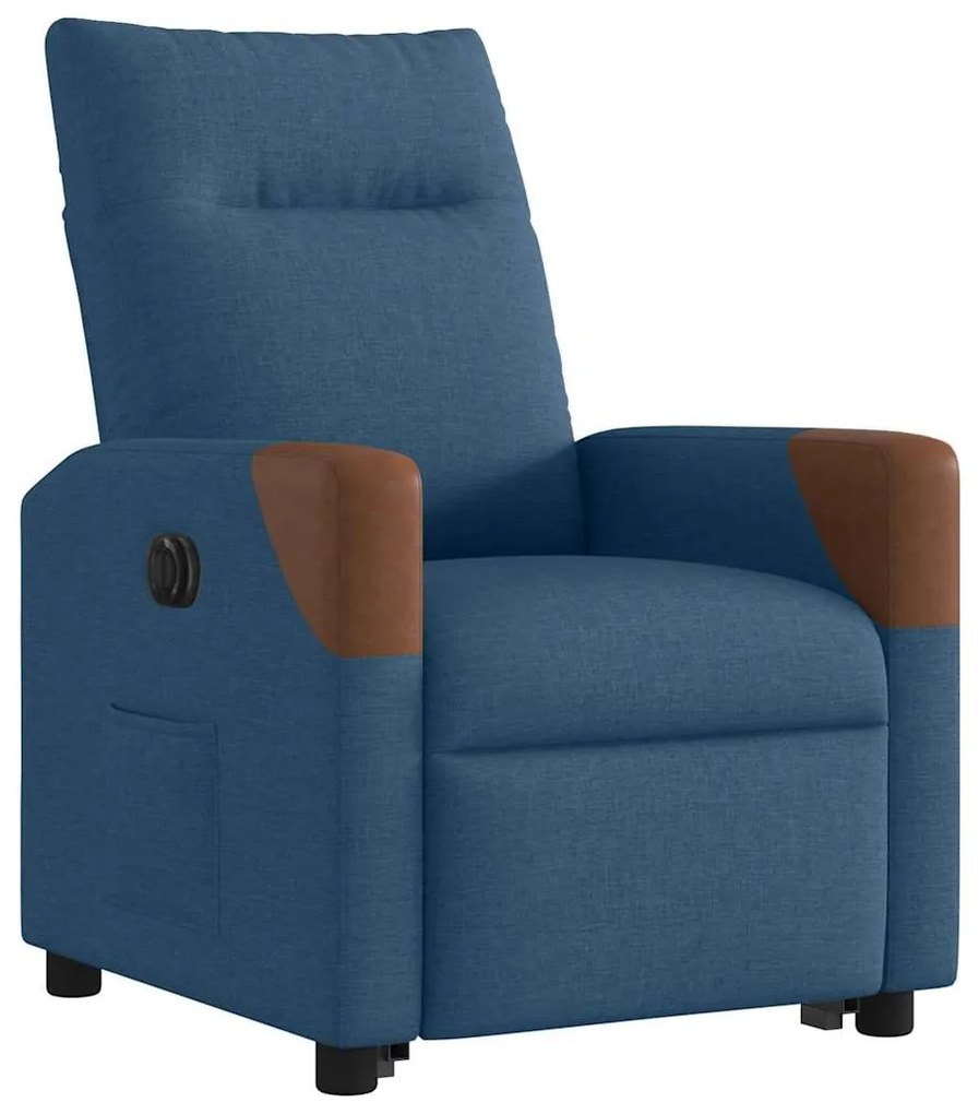 elektromos felállást segítő kék szövet dönthető fotel