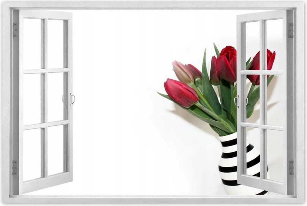 Poszterek 60x40 Csíkos váza Tulipánok