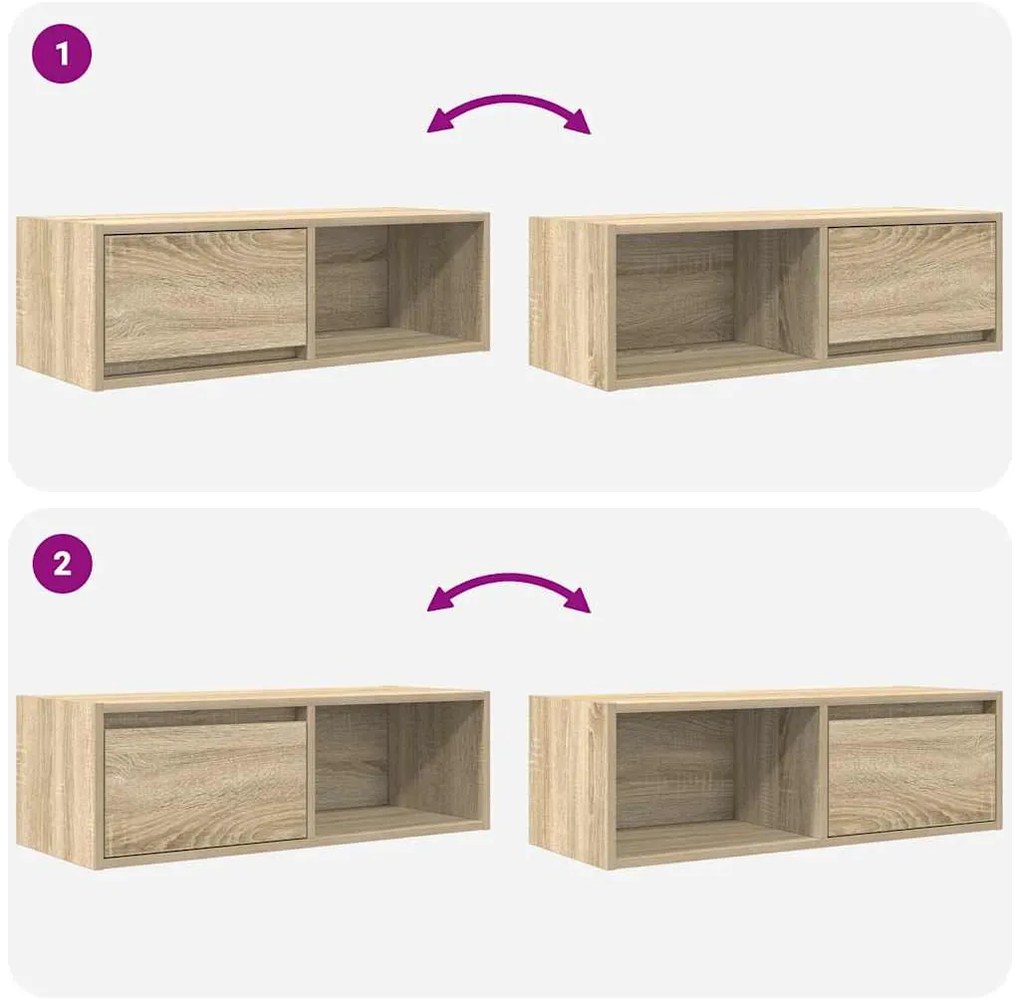 2 db sonoma tölgy színű szerelt fa TV-szekrény 80x31x25,5 cm