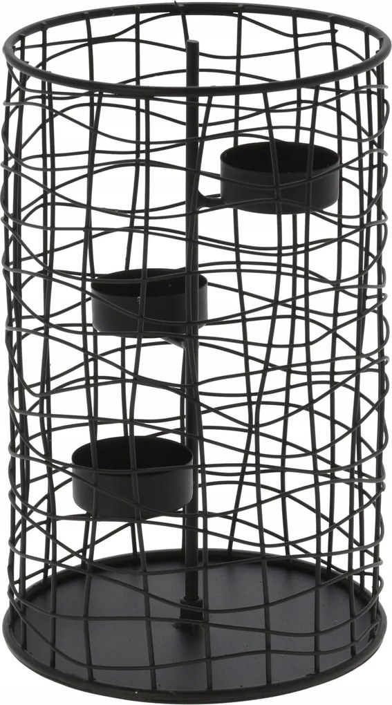 Gyertyatartó Dekoratív Áttört Fekete 21CM