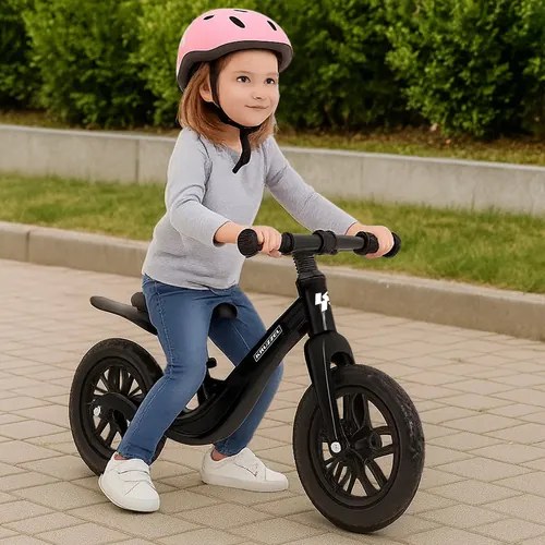 Gyermek kerékpár KRUZZEL 12 vállpánttal - fekete-rózsaszín fekete