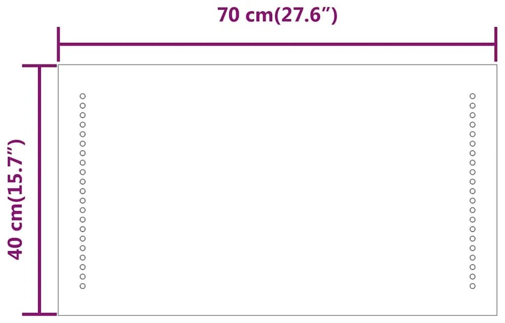 LED-es fürdőszobatükör 70x40 cm