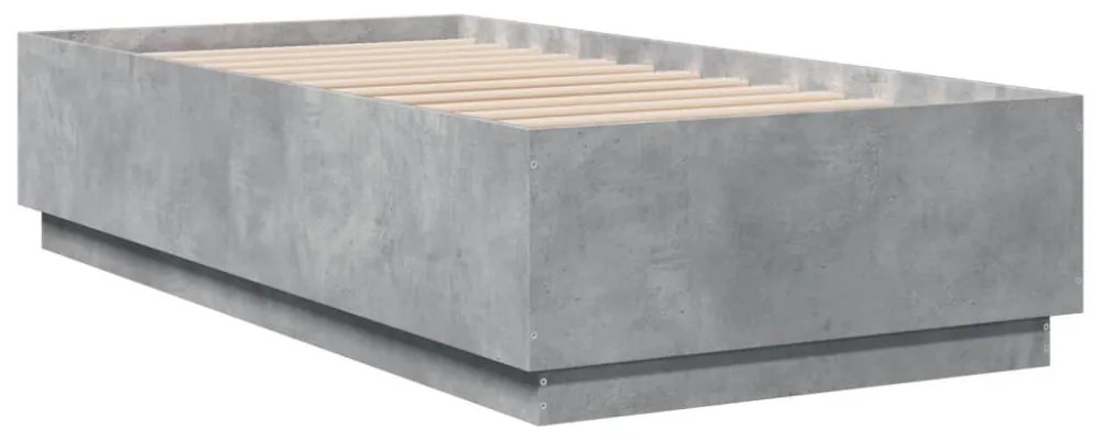 betonszürke szerelt fa ágykeret 90 x 190 cm