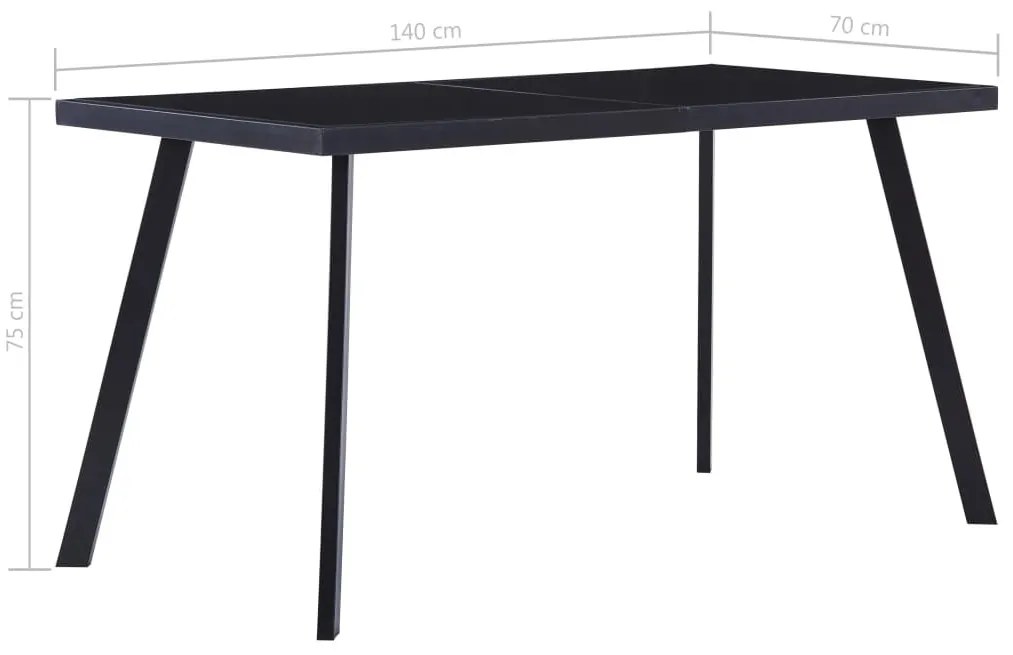 Fekete edzett üveg étkezőasztal 140 x 70 x 75 cm