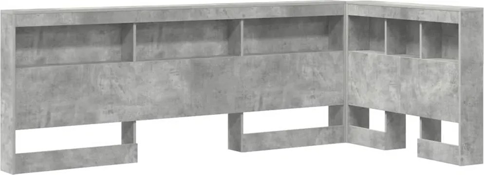 vidaXL Tároló fejtámla polcokkal tárolóval Beton Szürke 90 cm Faanyag