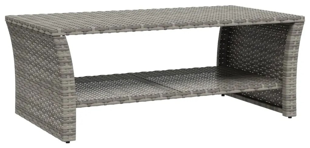Szürke polyrattan dohányzóasztal 100 x 50 x 40 cm