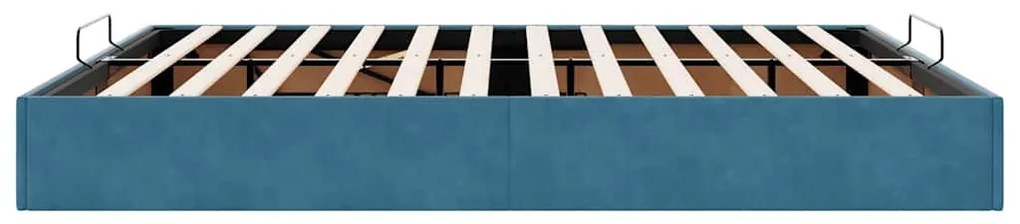 Ottomán ágykeret matrac nélkül sötétkék 160x200 cm bársony