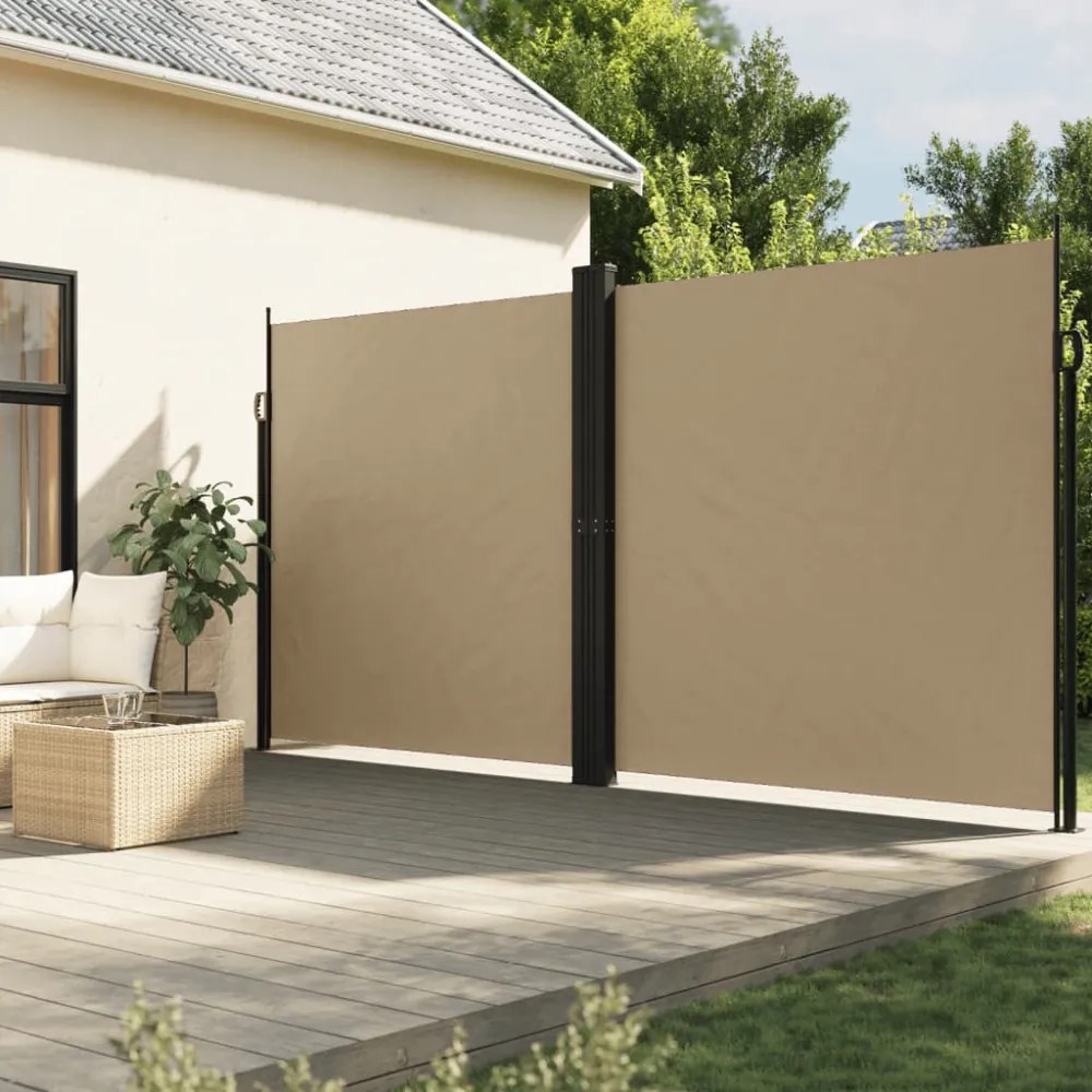 bézs behúzható oldalsó napellenző 200 x 1200 cm