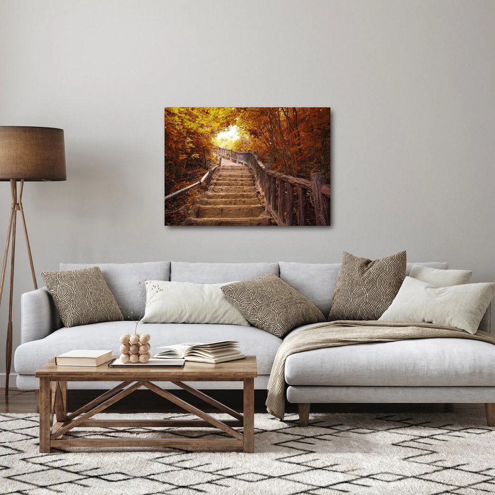 Kép - Lépcsők a természetben ősszel (70x50 cm)