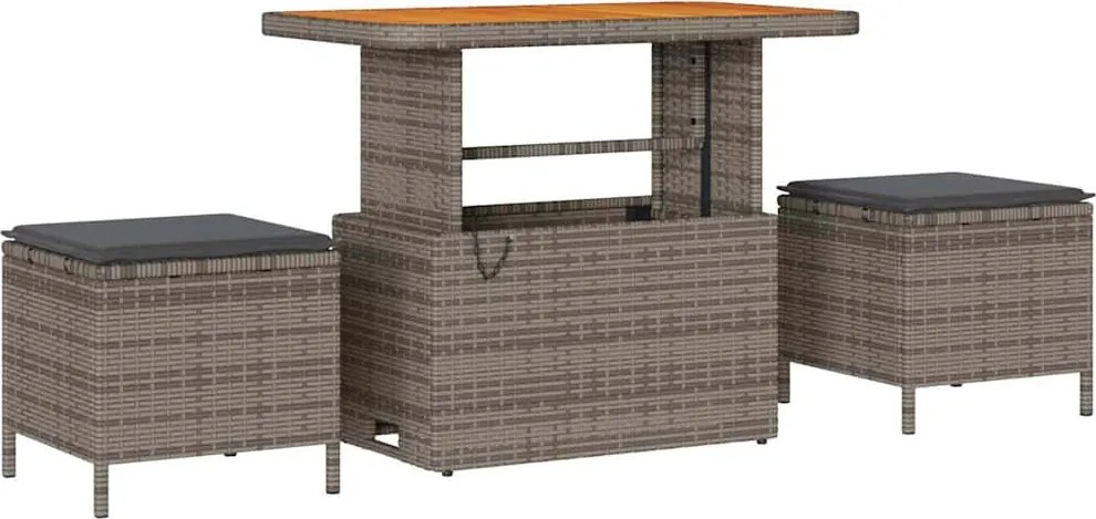 vidaXL Kerti Kanapé Szett 9 pcs Szürke Poli Rattan és Porfestett Acél