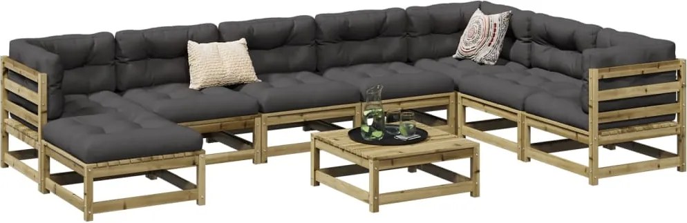 vidaXL 9 részes impregnált fenyőfa kerti kanapészett