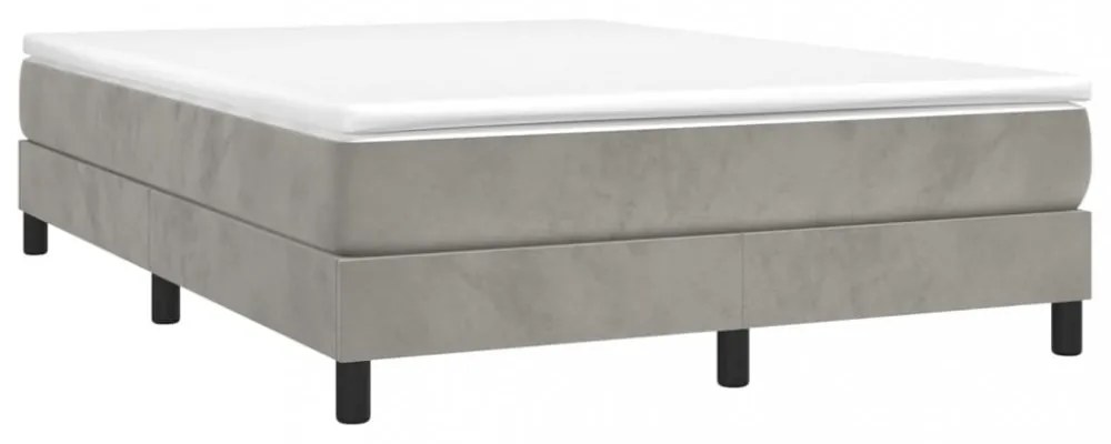 világosszürke bársony rugós ágykeret 140x200 cm