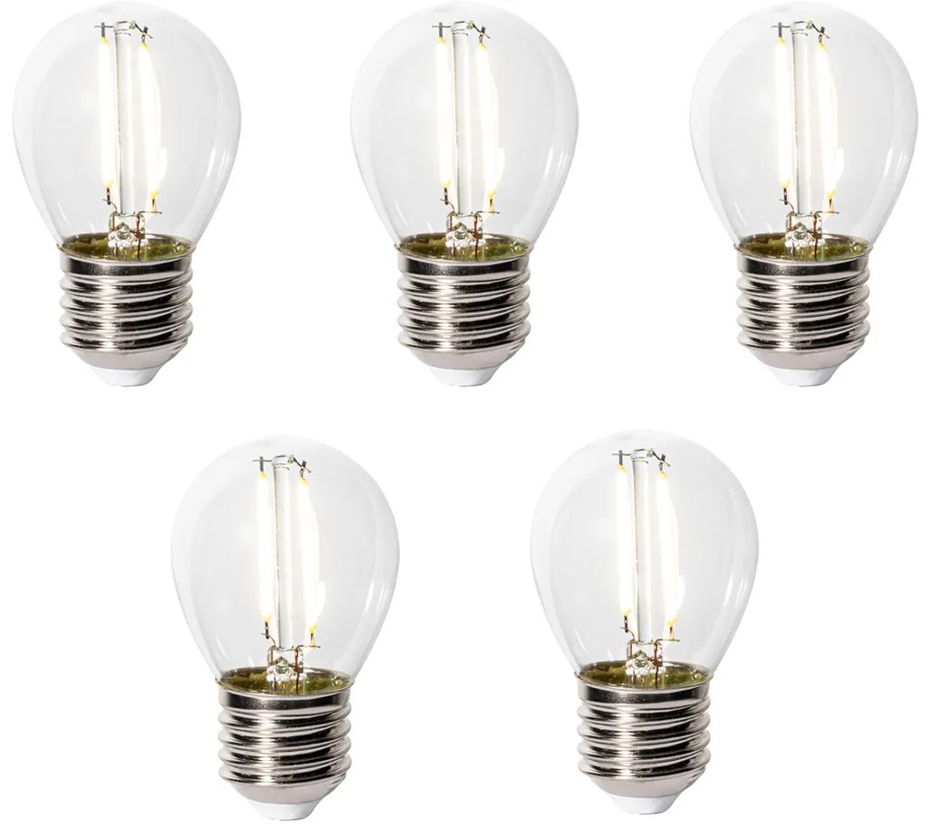 5 db E27 dimbare LED lamp P45 helder glas 3W 250 lm 3000K
