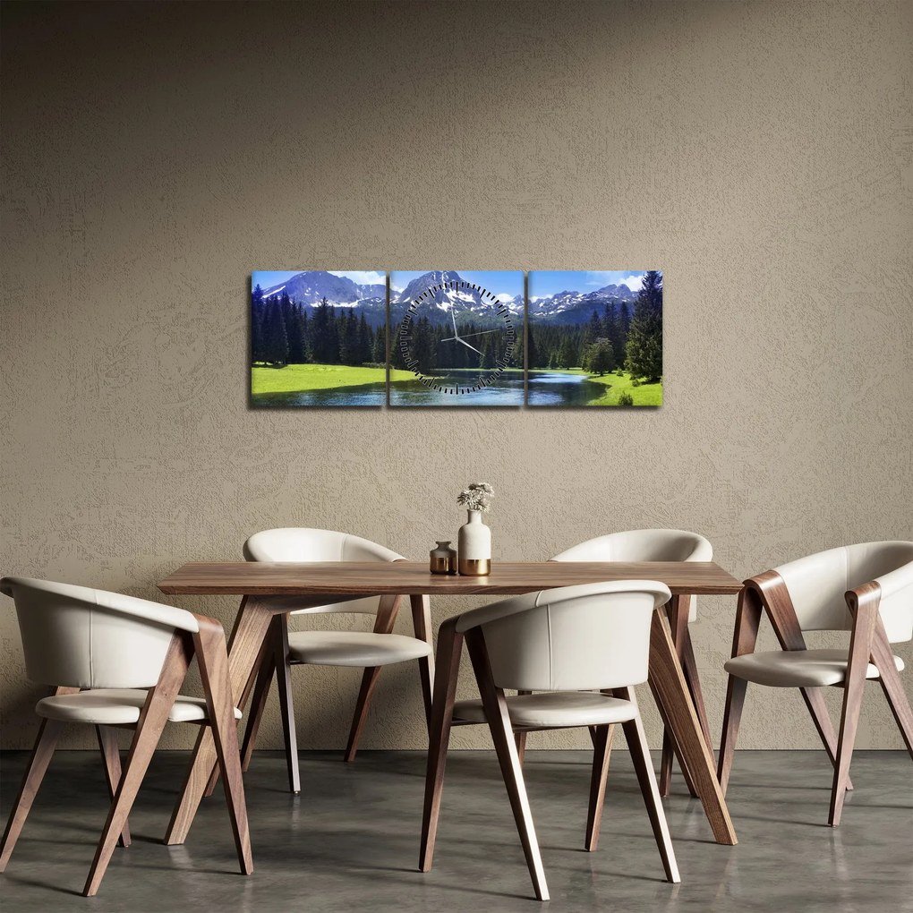Kép - havas hegycsúcsok (órával) (90x30 cm)