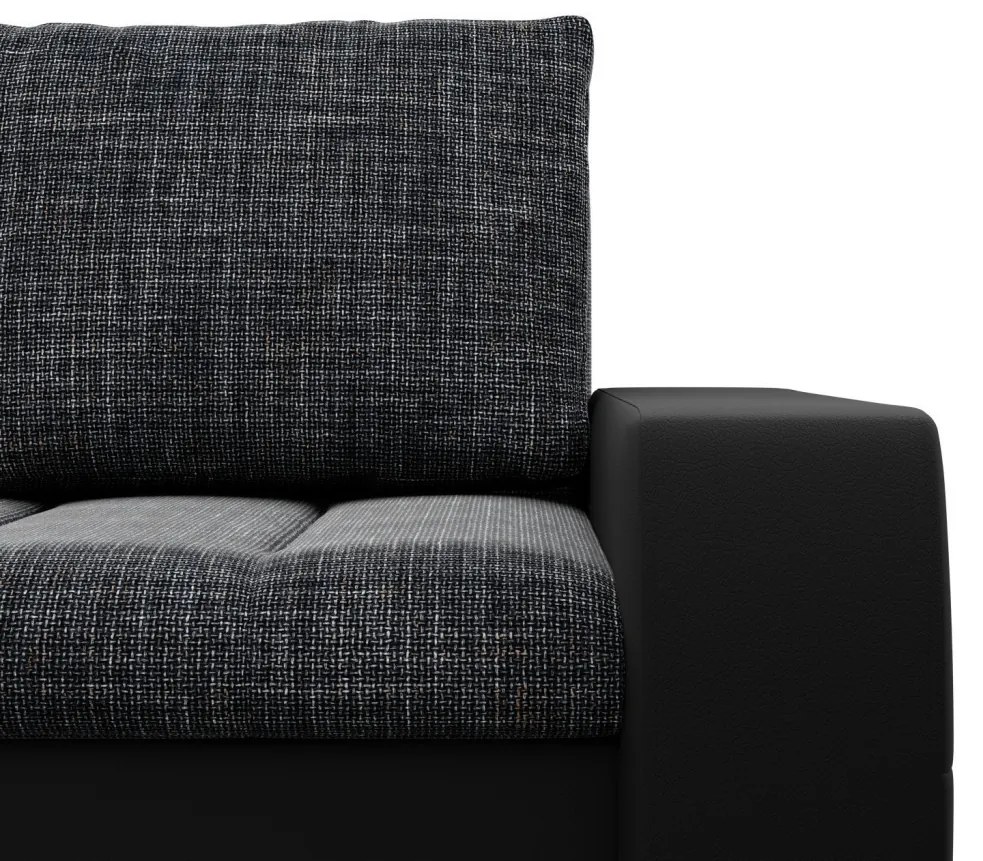 Toronto sarokkanapé, 2 ágyneműtartóval, fonott + műbőr, jobboldali, szürke - fekete