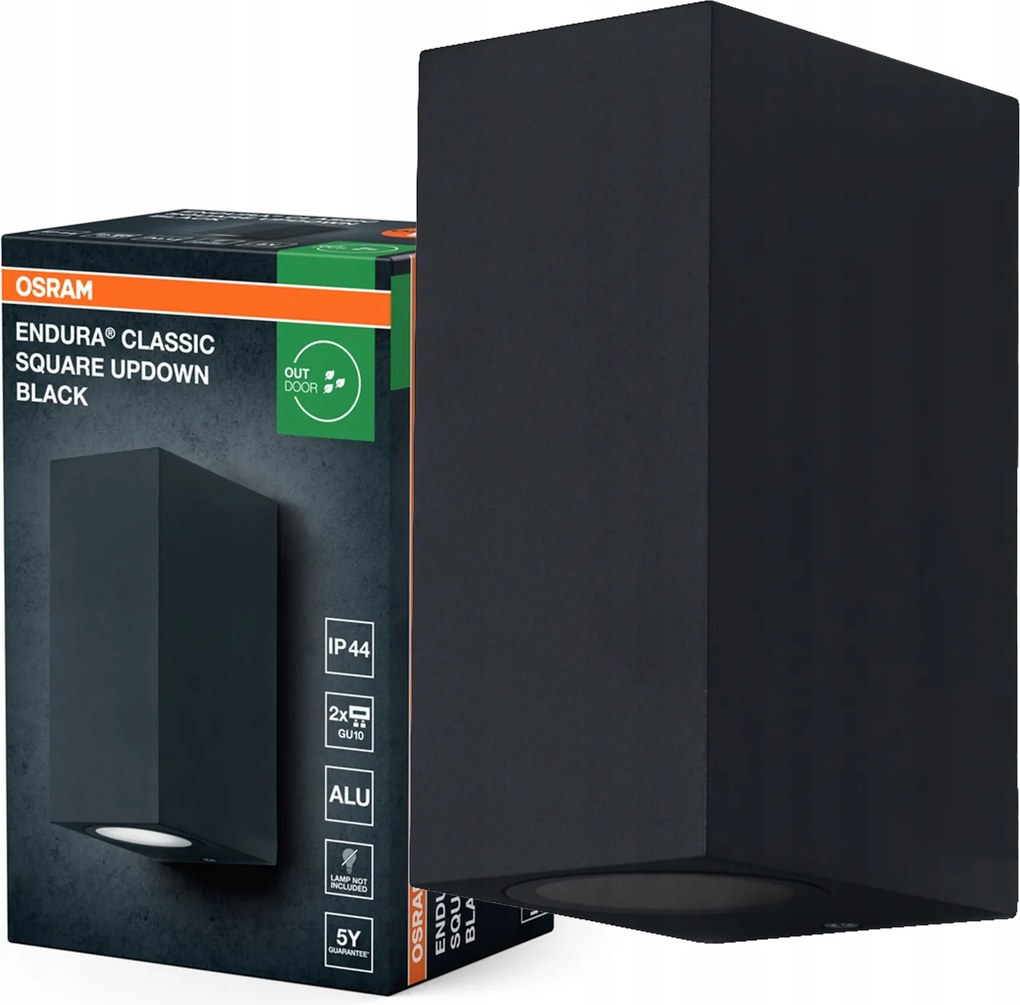 Kerti fali lámpa Kültéri homlokzati lámpa GU10 Fekete IP44 Endura Osram