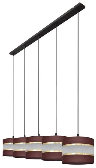 Csillár zsinóron HELEN 5xE27/15W/230V barna/fekete/arany