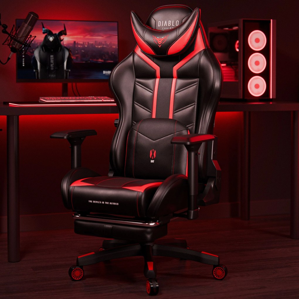 Gamer szék műbőr King Size, fekete-piros: Diablo X-Ray 2.0