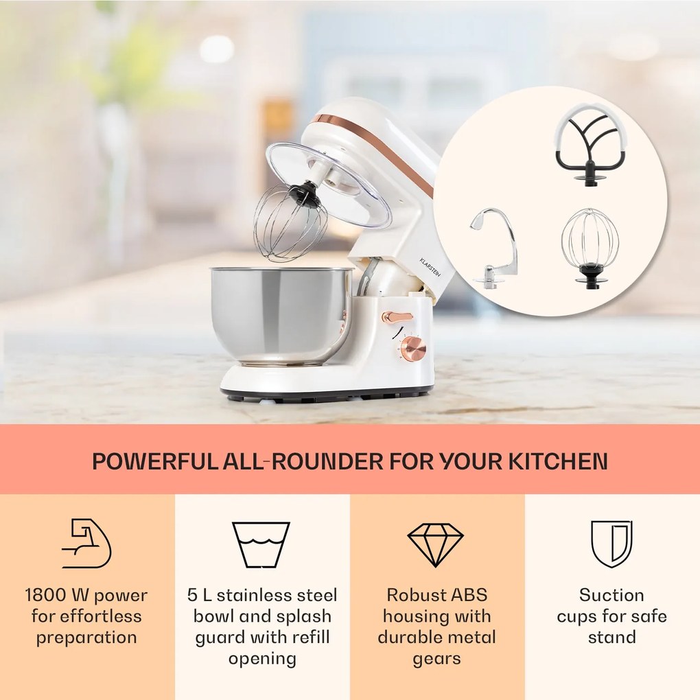 Klarstein Bella Elegance, konyhai robotgép, 1800 W, 1,7 PS, 6 fokozat, 5 L