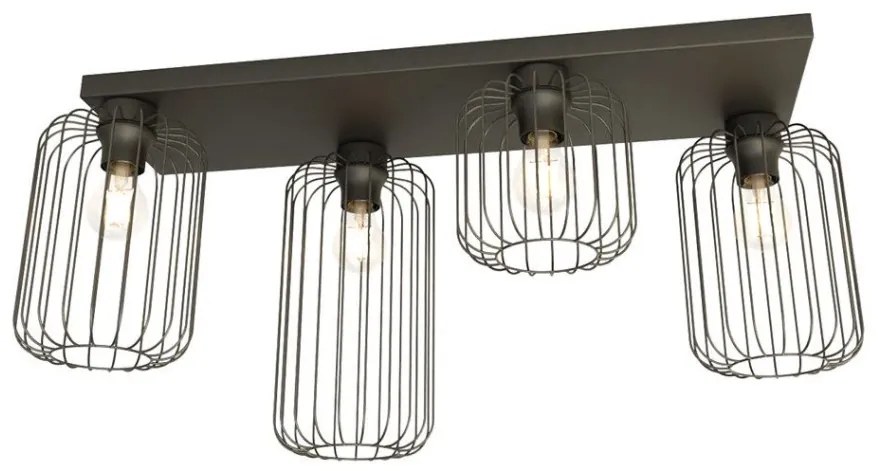 EMIBIG 1367-4 BARN Loft Mennyezeti Lámpa Fekete E27 IP20