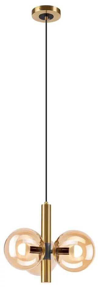 Csillár zsinóron ROLLO 3xE14/5W/230V arany/füstös bézs