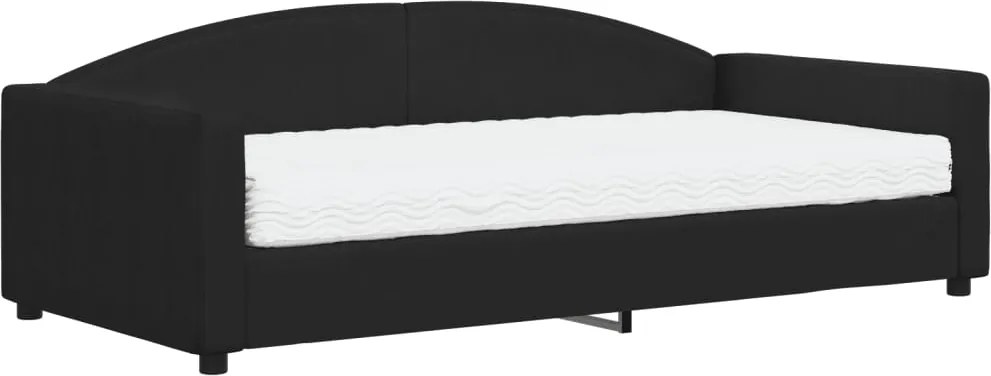 vidaXL fekete szövet kanapéágy matraccal 100 x 200 cm