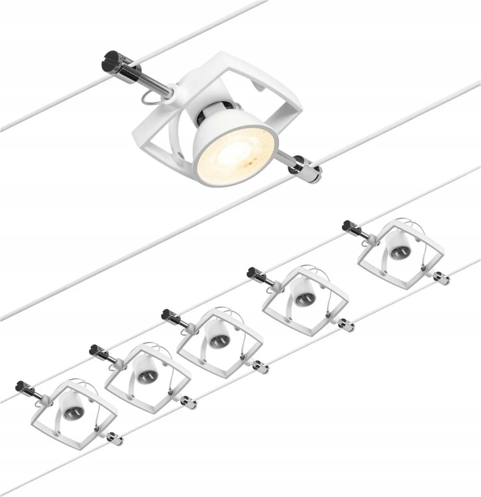 Paulmann Mac II kábelrendszer 5x spotlámpa, matt króm, GU5.3, DC 60VA
