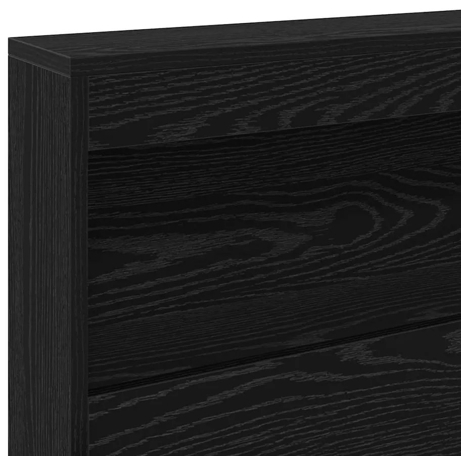 Tároló fejtámla polcokkal tárolóval Musta tammi 150 cm Faanyag