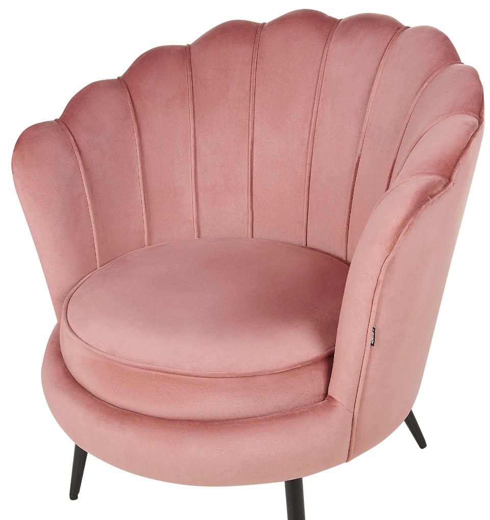 Rózsaszín bársonyfotel LOVIKKA Beliani