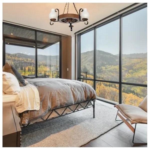 Brilagi - Csillár láncon ROATA 3xE14/40W/230V bükkfa/dió