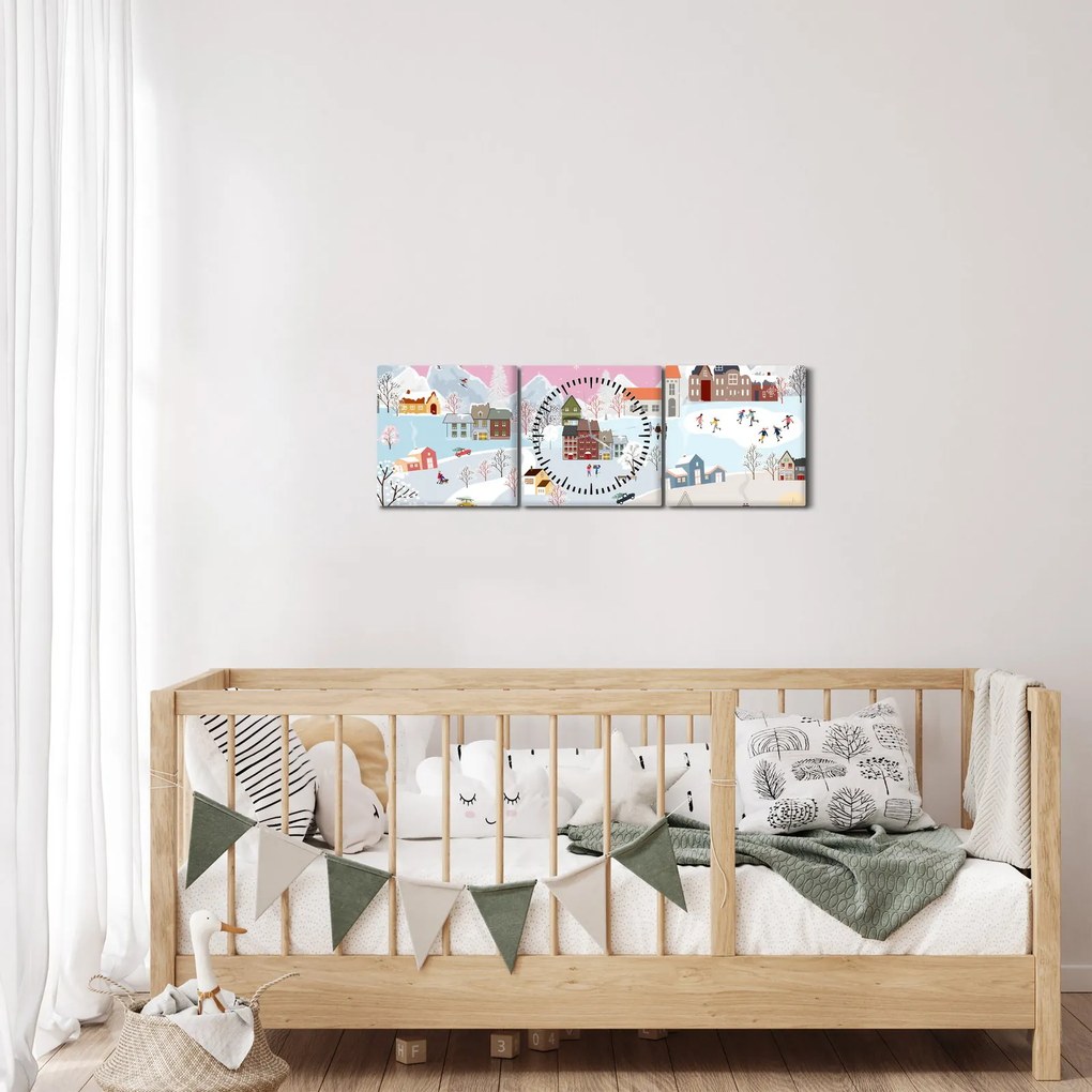 Kép - varázslatos tél (órával) (90x30 cm)