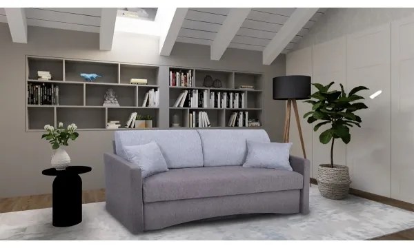 PAUL kárpitozott, háromszemélyes, kihúzható kanapé mindennapi alváshoz, karfás, szürke