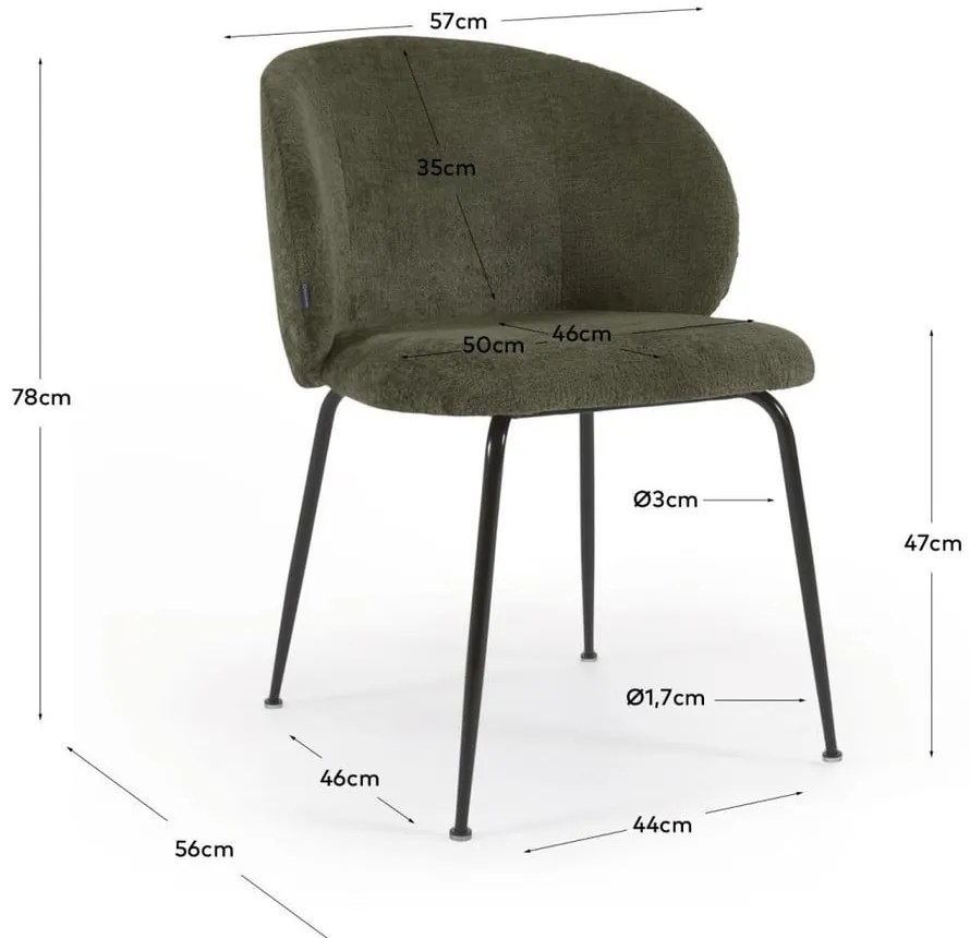 Zöld kárpitozott étkezőfotel Minna – Kave Home