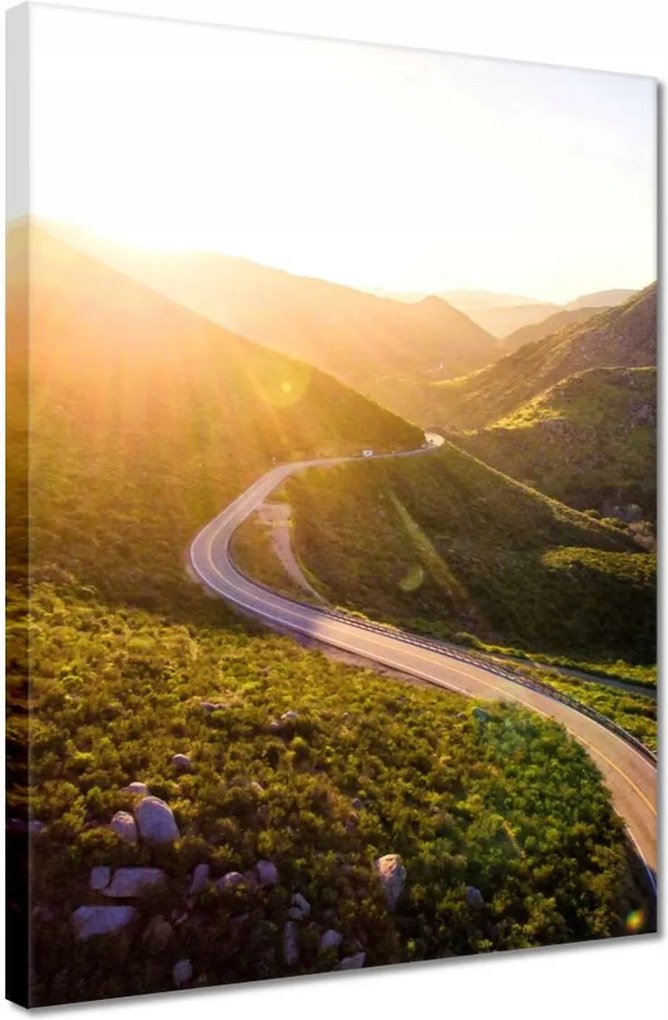 Vászonkép 30x40 Út Erdő Hegyek