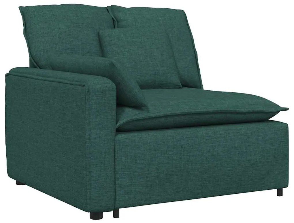 sötétzöld moduláris kanapé karfás végmodul párnákkal 100 cm