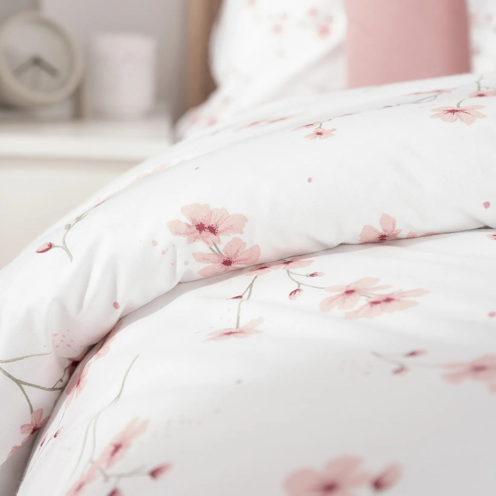 Goldea pamut ágyneműhuzat - cseresznyevirágok 150 x 200 és 50 x 60 cm