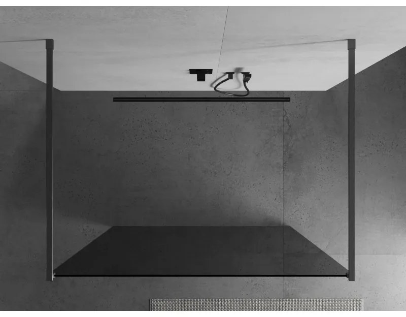 Mexen Kioto, Walk-In zuhany paraván 130 x 200 cm, 8mm szürke üveg, grafit profil, 800-130-002-66-40
