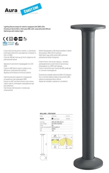 Redo 90371 - LED kültéri fali lámpatest AURA LED/8W/230V 3000K IP65 antracitszürke