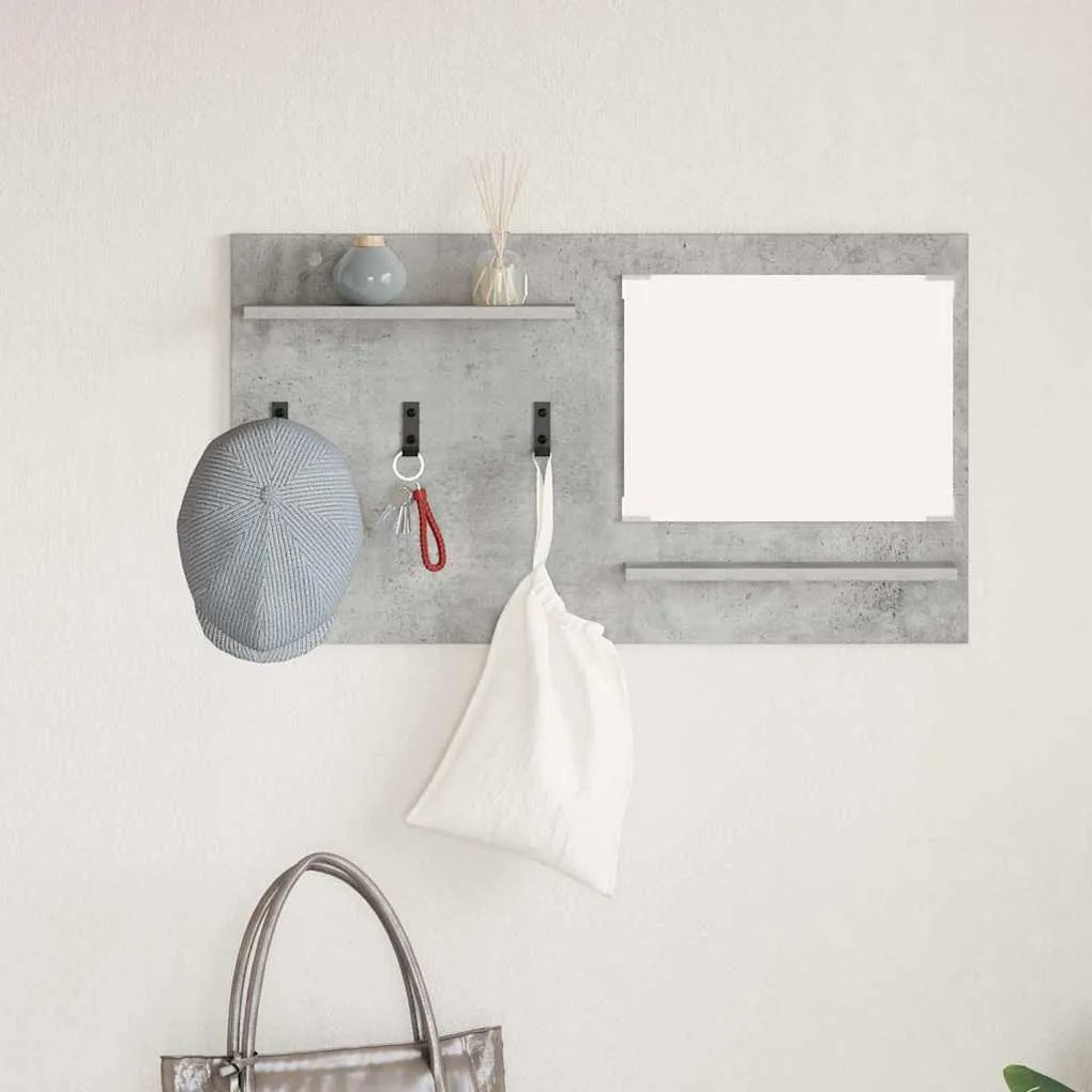 Fali Kabáthorog polcokkal Beton szürke 90 x 10 x 50 cm Faanyag