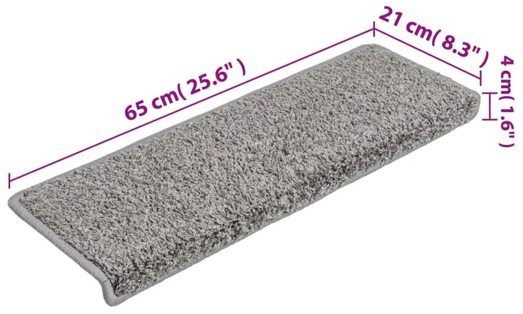 10 db szürke lépcsőszőnyeg 65x21x4 cm