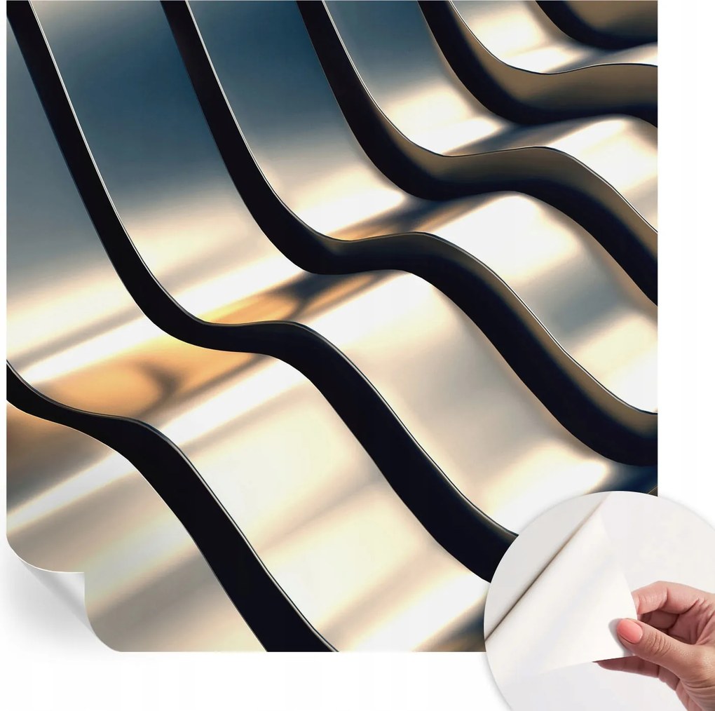 Öntapadós fotótapéta Nappaliba és Hálószobába Fém hullámok 250x250