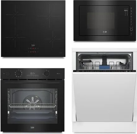 Beko Akciós készülékszett - beépíthető sütő BBIS17300BMPSEC + indukciós főzőlap HII64400SMT + mikrohullámú sütő BMGB25333BG + mosogatógép BDIN38441P