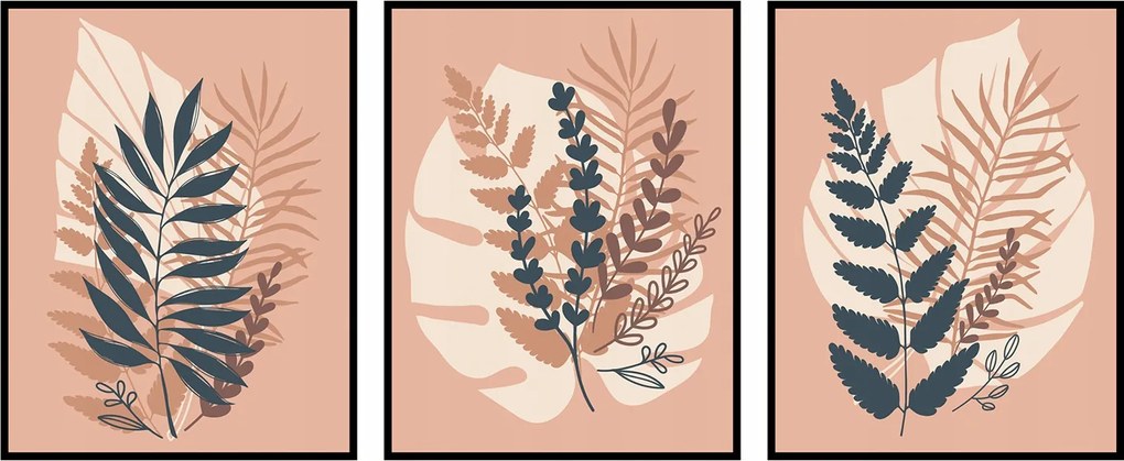 3 db-os triptichon grafika poszter nappaliba szett 40x50cm