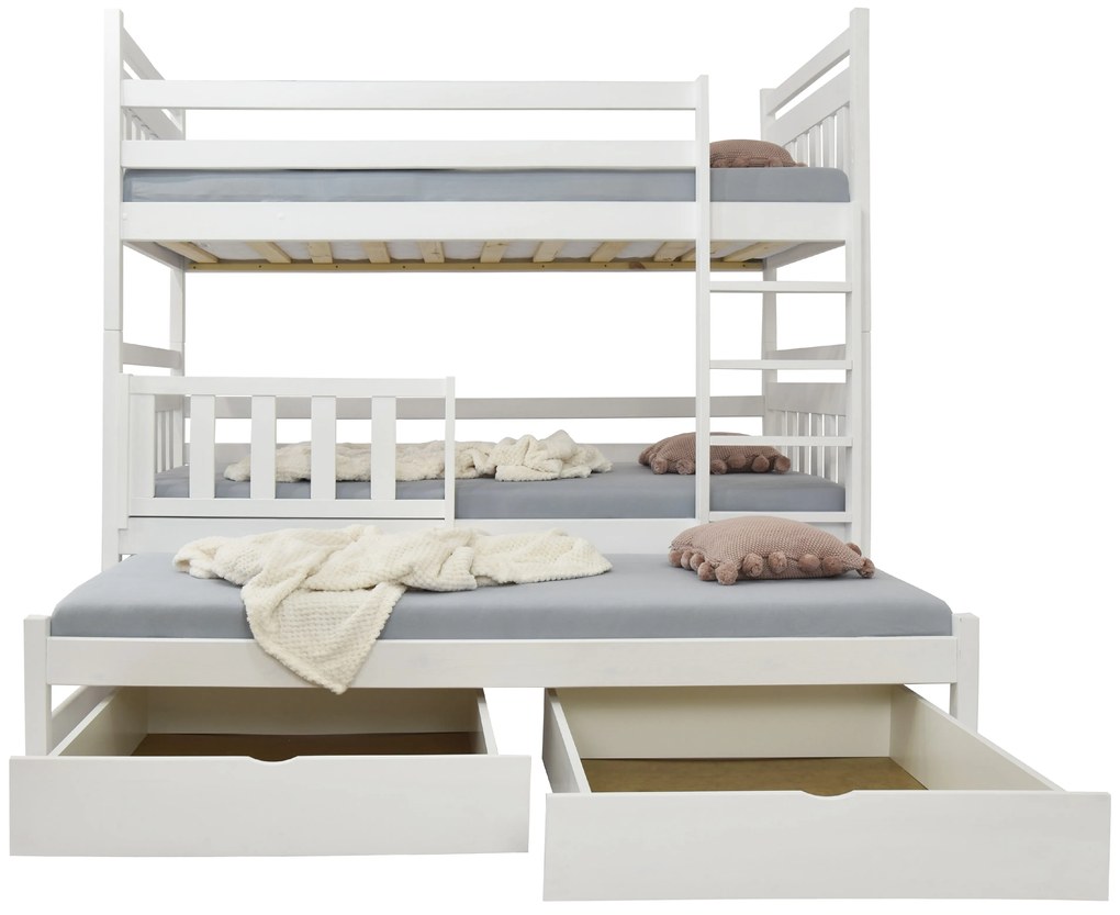 Wilsondo PETRA 5 emeletes ágy pótággyal - fehér Méret: 200x90