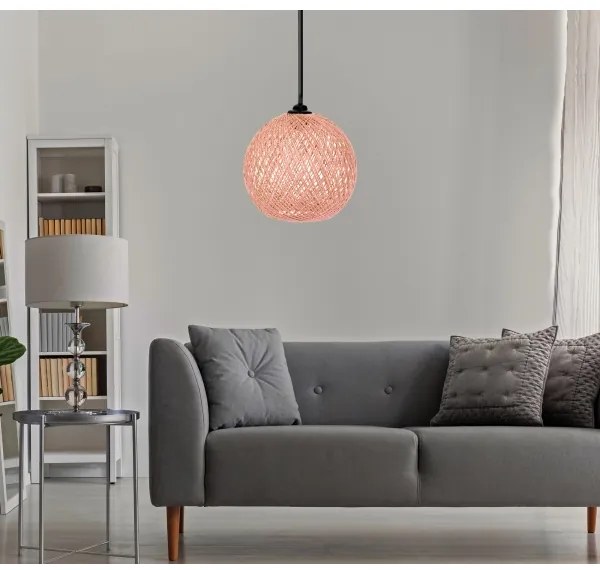Csillár zsinóron JUTE 1xE27/60W/230V rózsaszín