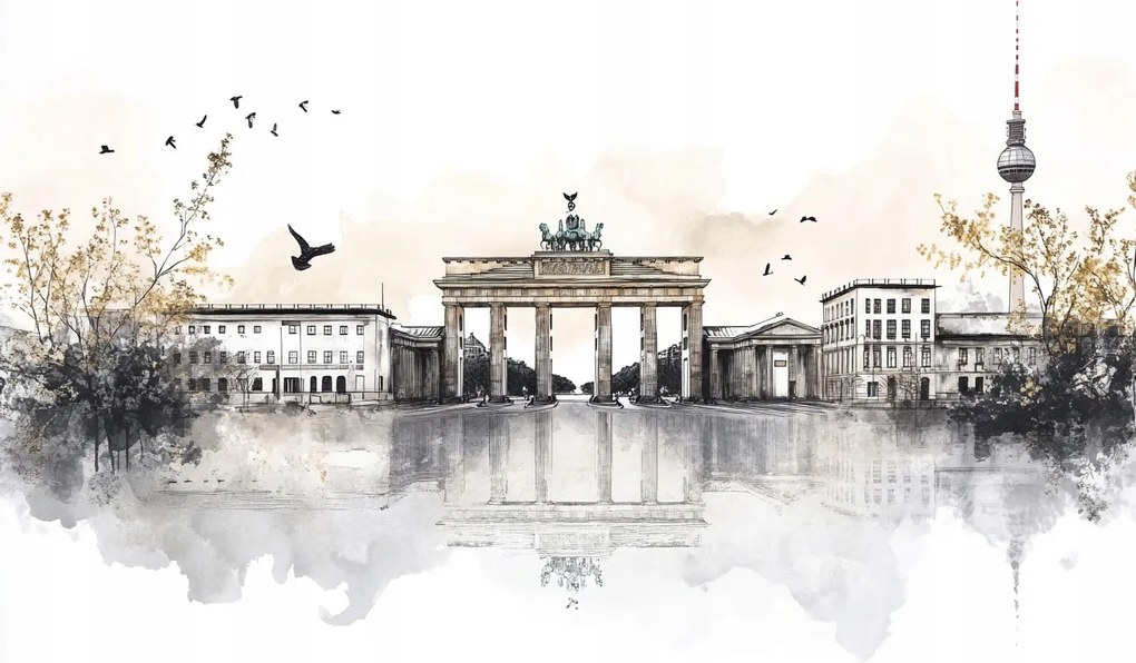 Vászonkép Canvas Város Panoráma Berlin Kapu Torony Tv Vázlat 60x40