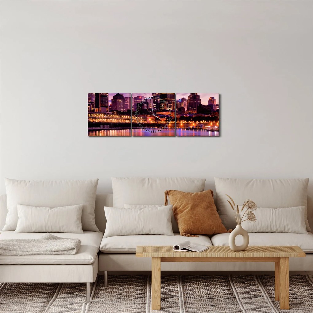 Éjszakai város képe (órával) (90x30 cm)