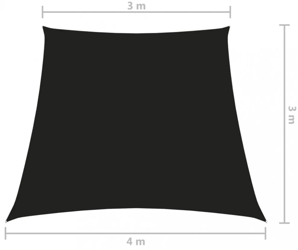 fekete trapéz alakú oxford szövet napvitorla 3/4 x 3 m