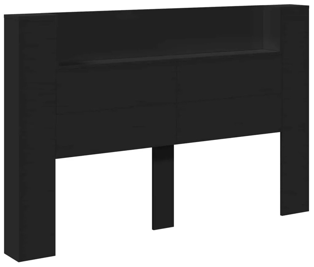 Fejtámla LED -es lámpákkal Fekete 160 x 16,5 x 103,5 cm Faanyag